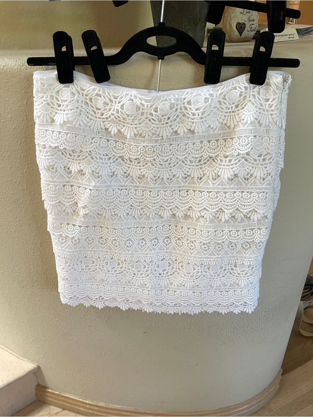 White House Black Market White Lace Mini Skirt